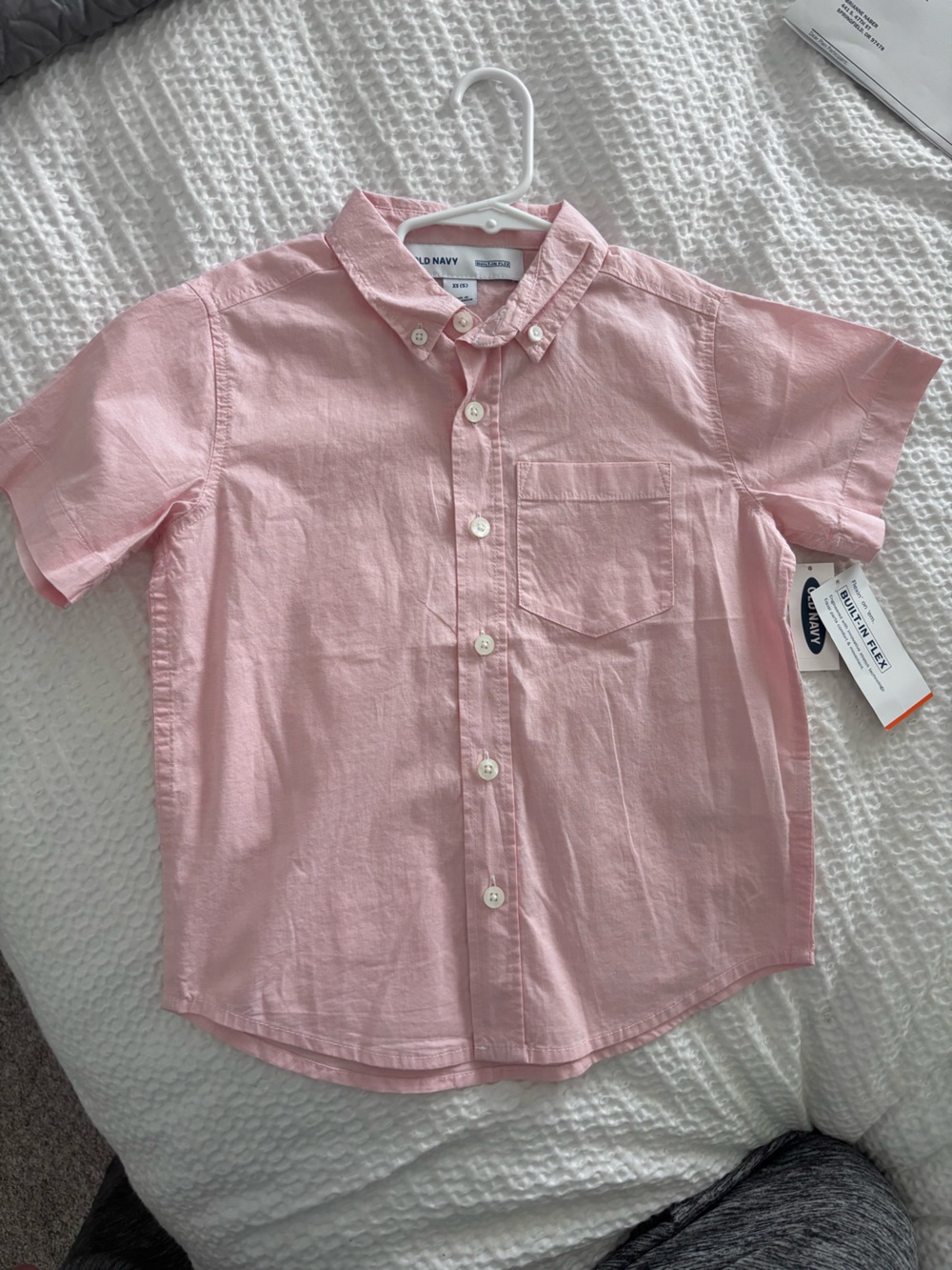 New Old Navy Light Pink boys Short-Sleeve Button-Down Shirt